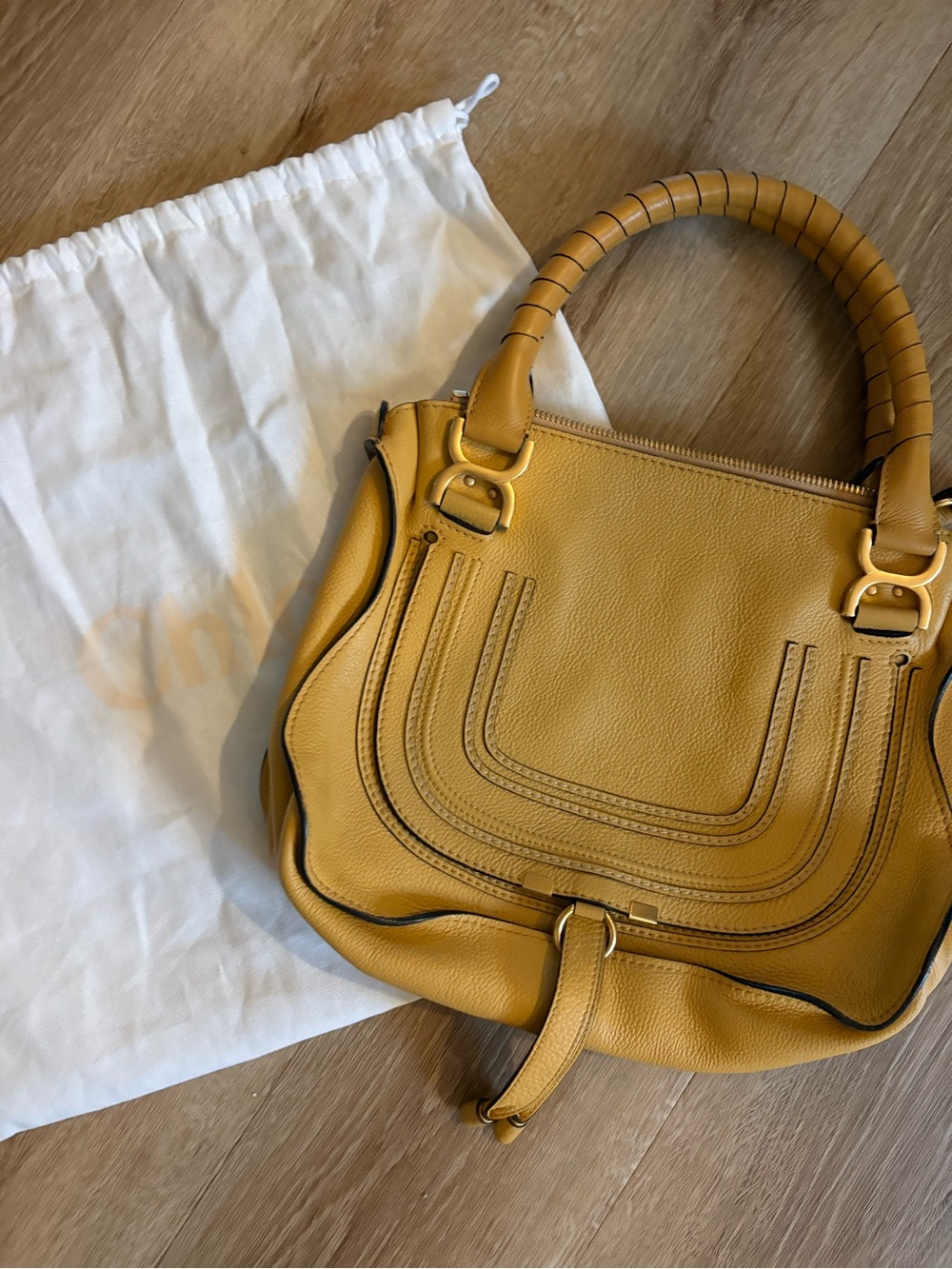Chloe Marcie Mustard Leather Top-Handle Bag